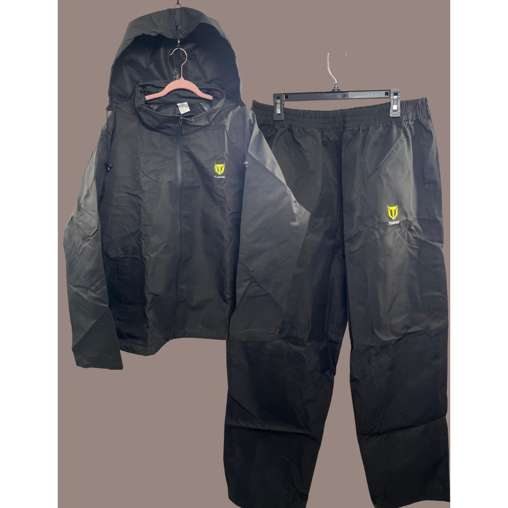 Tidewe Rain Suit Men's XXL Black Waterproof Breathable‎ Lightweight 2-Pieces